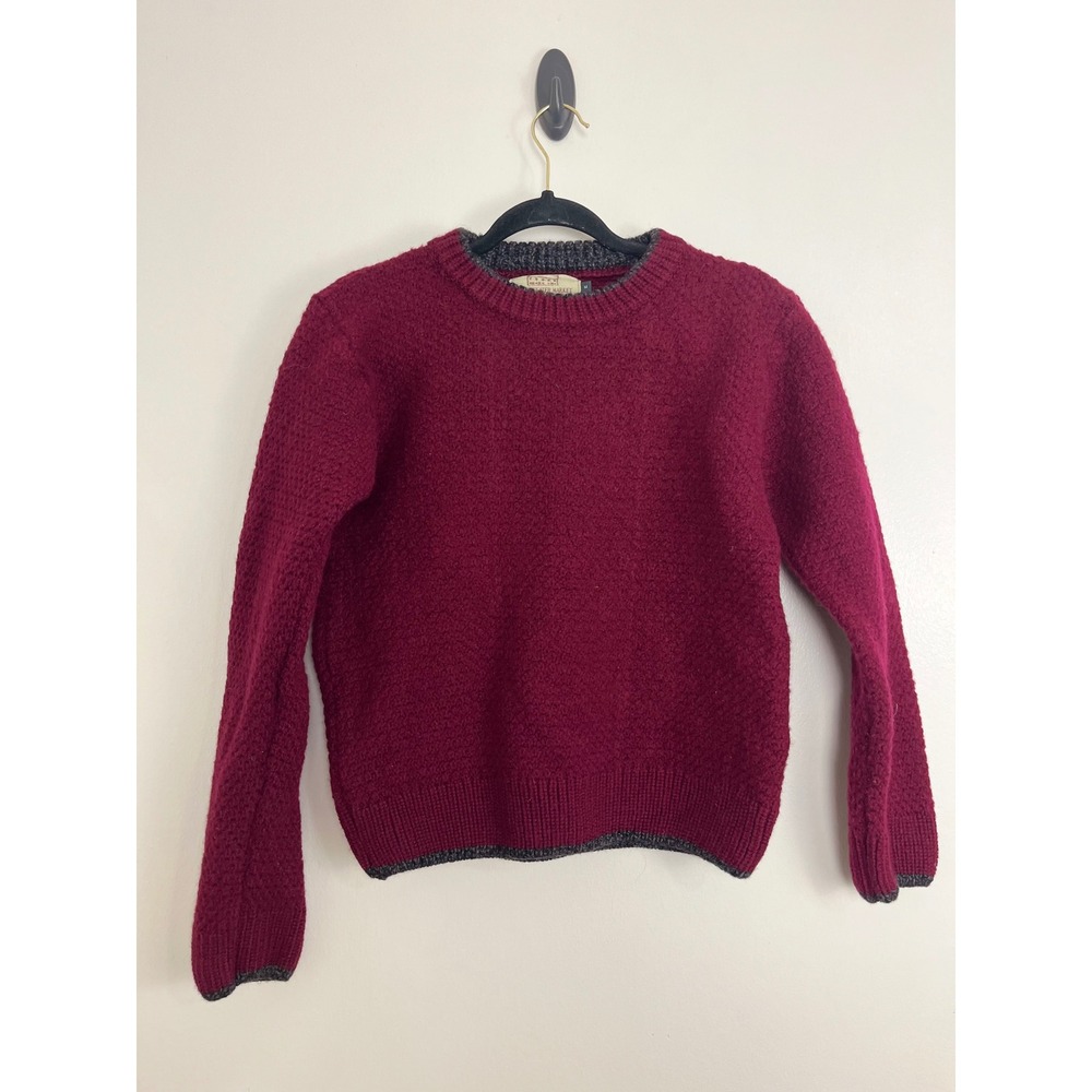 Aran Sweater Market Classic Pullover Women M Burgundy 100% Merino Wool Ireland